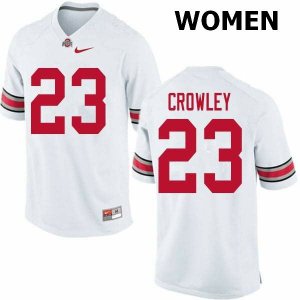 NCAA Ohio State Buckeyes Women's #23 Marcus Crowley White Nike Football College Jersey LXJ1245XO